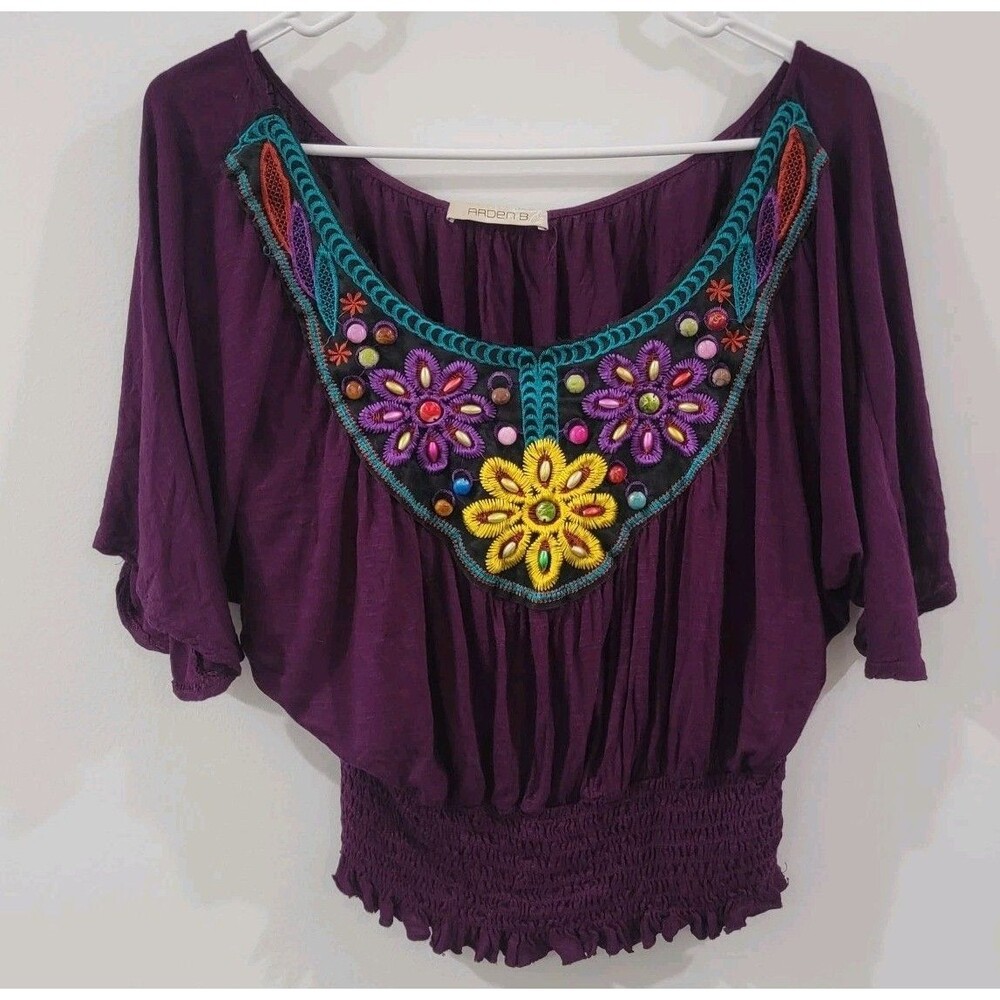 Arden B Womens Top Size Small Beaded Floral Whimsigoth Fairy Grunge Hippie Boho‎